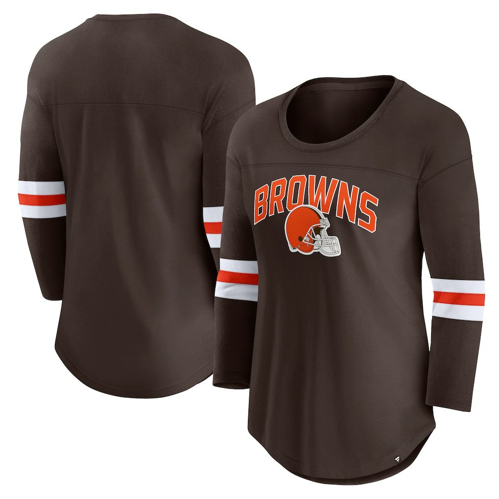 Cleveland Browns Women's First Team Arch Logo 3/4 Sleeve T-Shirt | NFL Online