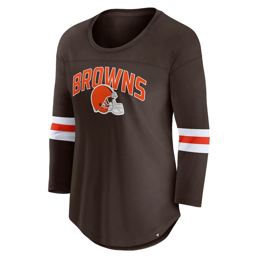 Cleveland Browns Women's First Team Arch Logo 3/4 Sleeve T-Shirt | NFL Online
