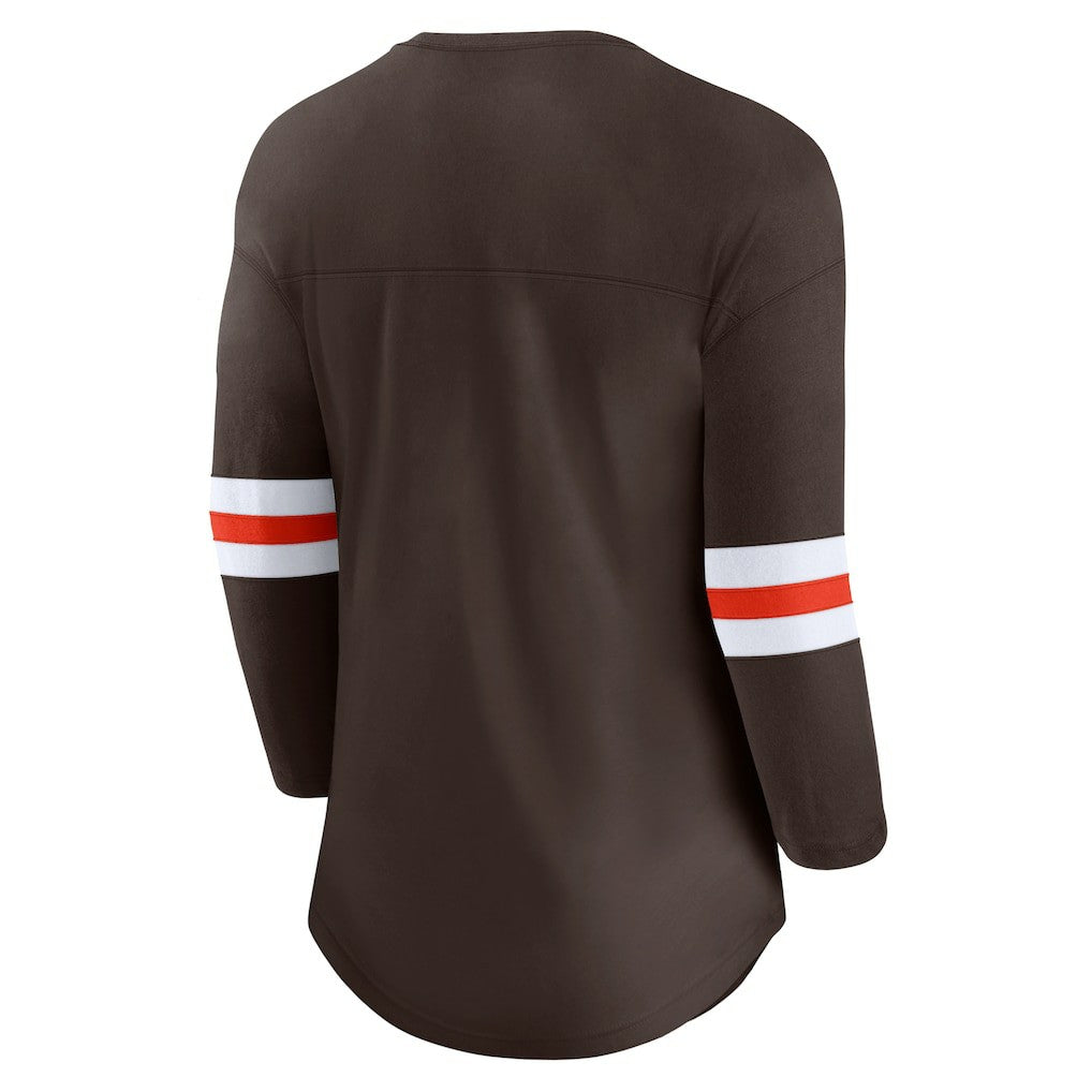 Cleveland Browns Women's First Team Arch Logo 3/4 Sleeve T-Shirt | NFL Online