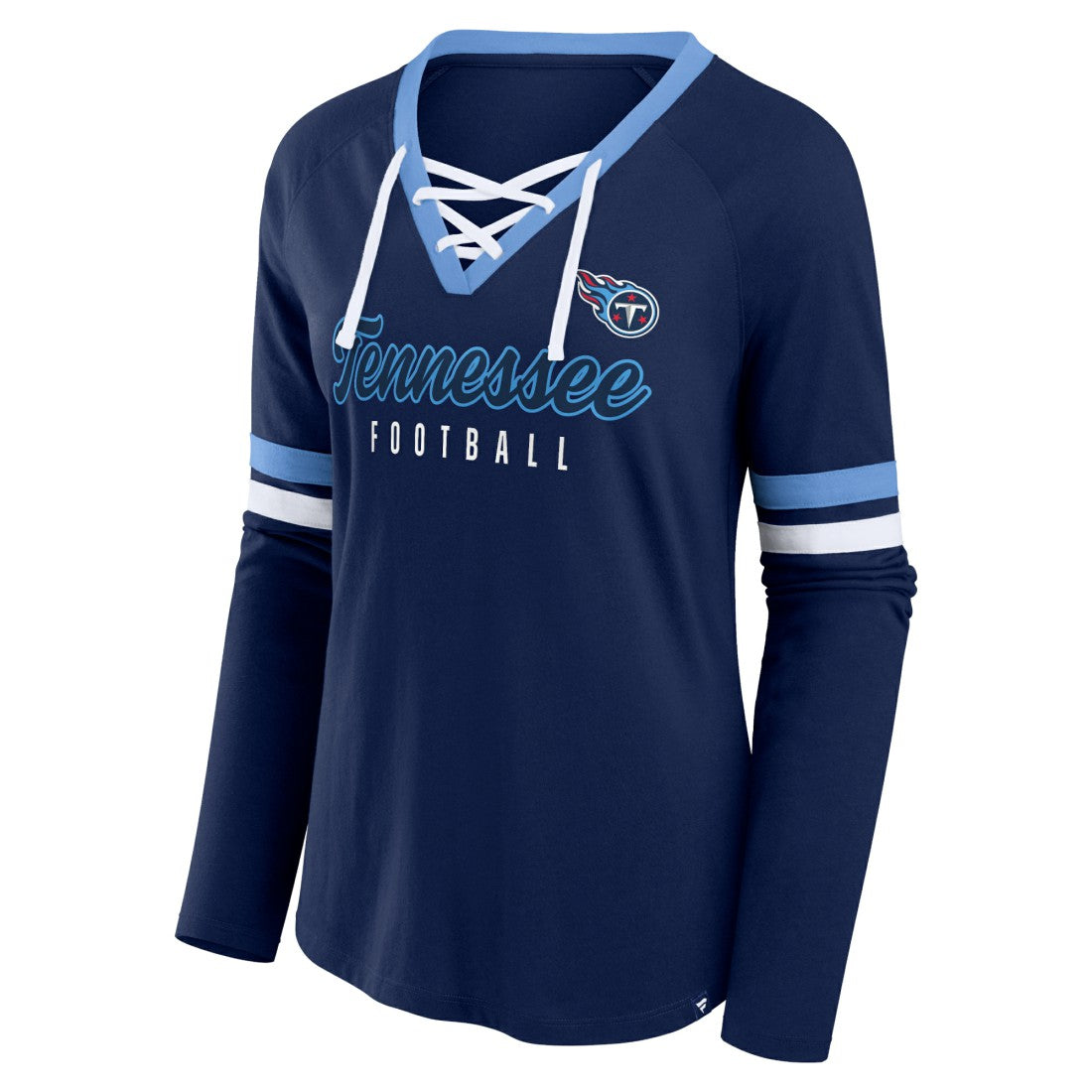Tennessee Titans Women's Won and Done Lace-Up Long Sleeve Fashion Top | NFL Outlet