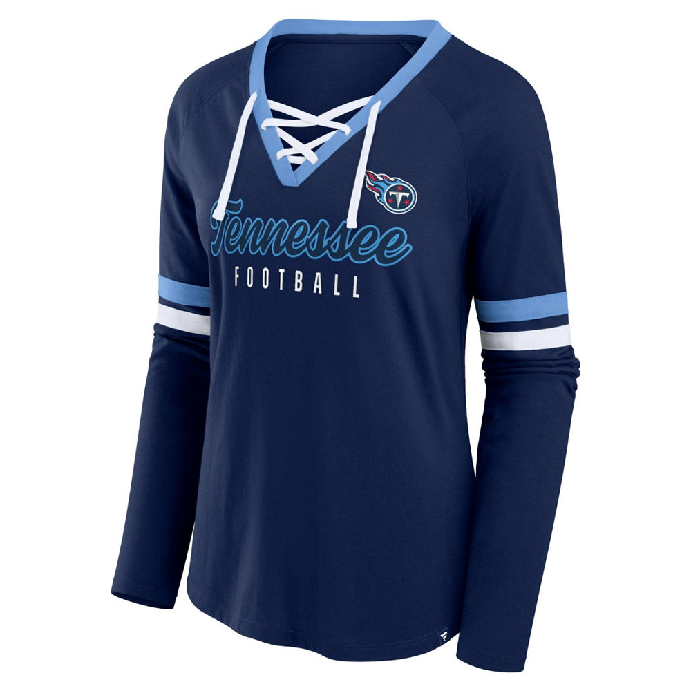 Tennessee Titans Women's Won and Done Lace-Up Long Sleeve Fashion Top | NFL Outlet