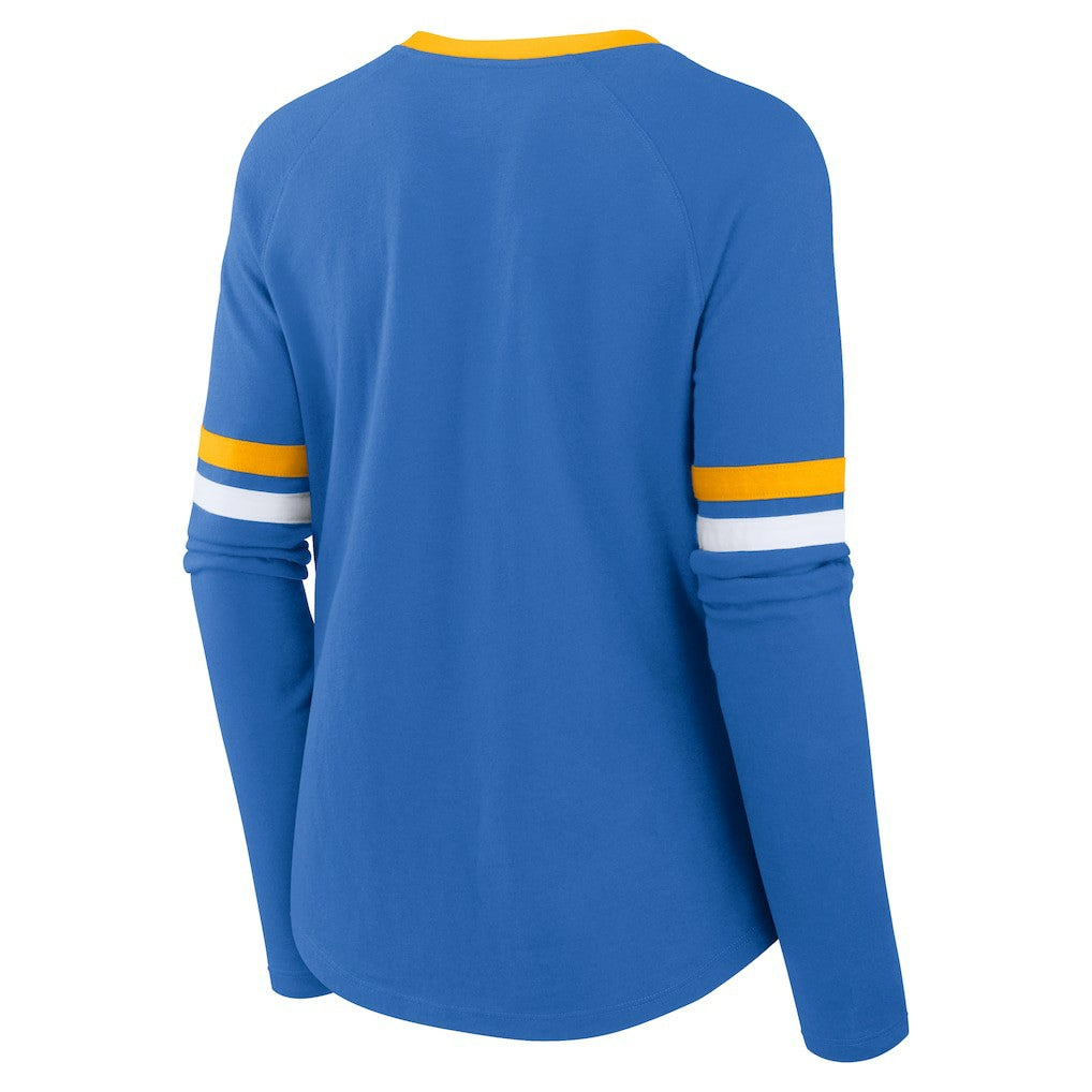 Los Angeles Chargers Women's Won and Done Lace-Up Long Sleeve Fashion Top | NFL Discount
