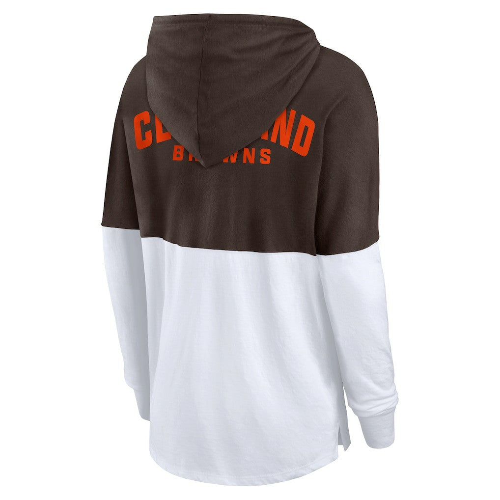 Cleveland Browns Women's Backup Option Long Sleeve Hoodie T-Shirt | NFL Sale