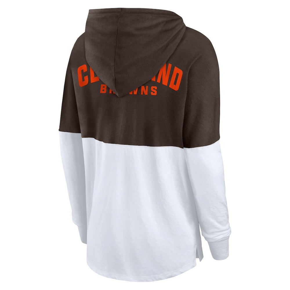 Cleveland Browns Women's Backup Option Long Sleeve Hoodie T-Shirt | NFL Sale