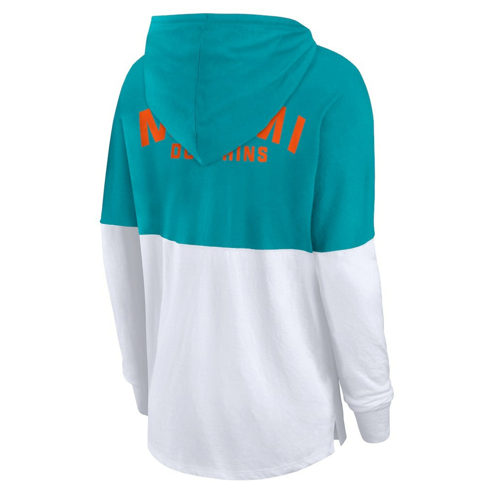 Miami Dolphins Women's Backup Option Long Sleeve Hoodie T-Shirt | NFL On sale