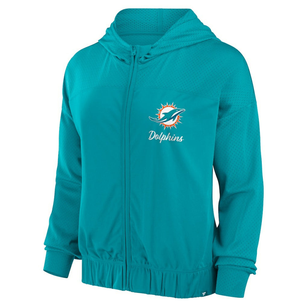Miami Dolphins Women's Script Lock Full-Zip Hoodie | NFL Outlet