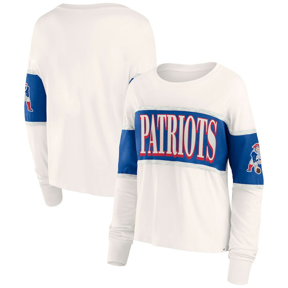 New England Patriots Women's Antique Block Long Sleeve T-Shirt | NFL Discount
