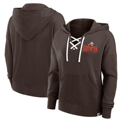 Cleveland Browns Women's Blitz Left Lace-Up Pullover Hoodie | NFL US