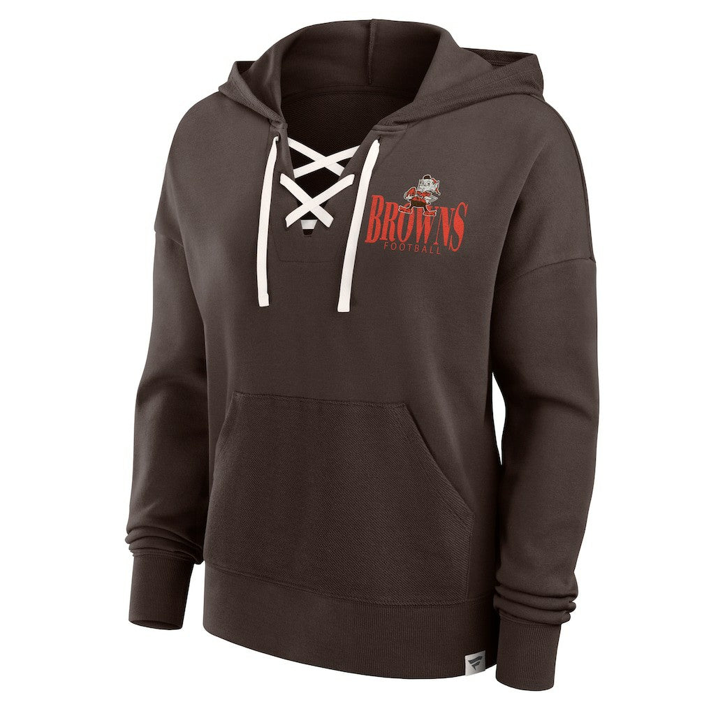 Cleveland Browns Women's Blitz Left Lace-Up Pullover Hoodie | NFL US