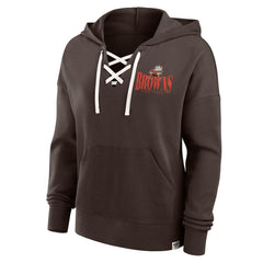 Cleveland Browns Women's Blitz Left Lace-Up Pullover Hoodie | NFL US