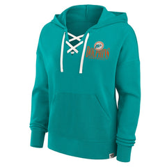 Miami Dolphins Women's Blitz Left Lace-Up Pullover Hoodie | NFL Discount