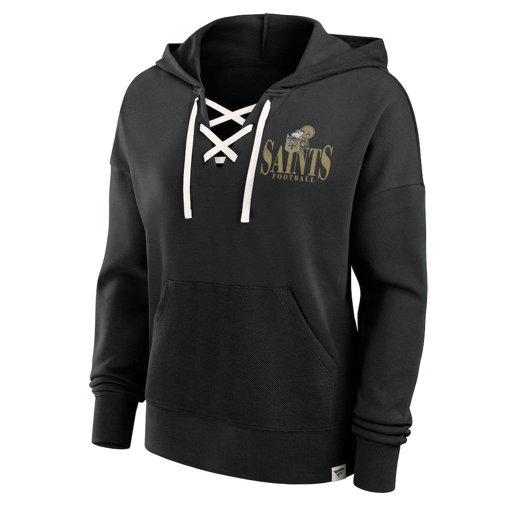 New Orleans Saints Women's Blitz Left Lace-Up Pullover Hoodie | NFL Near me