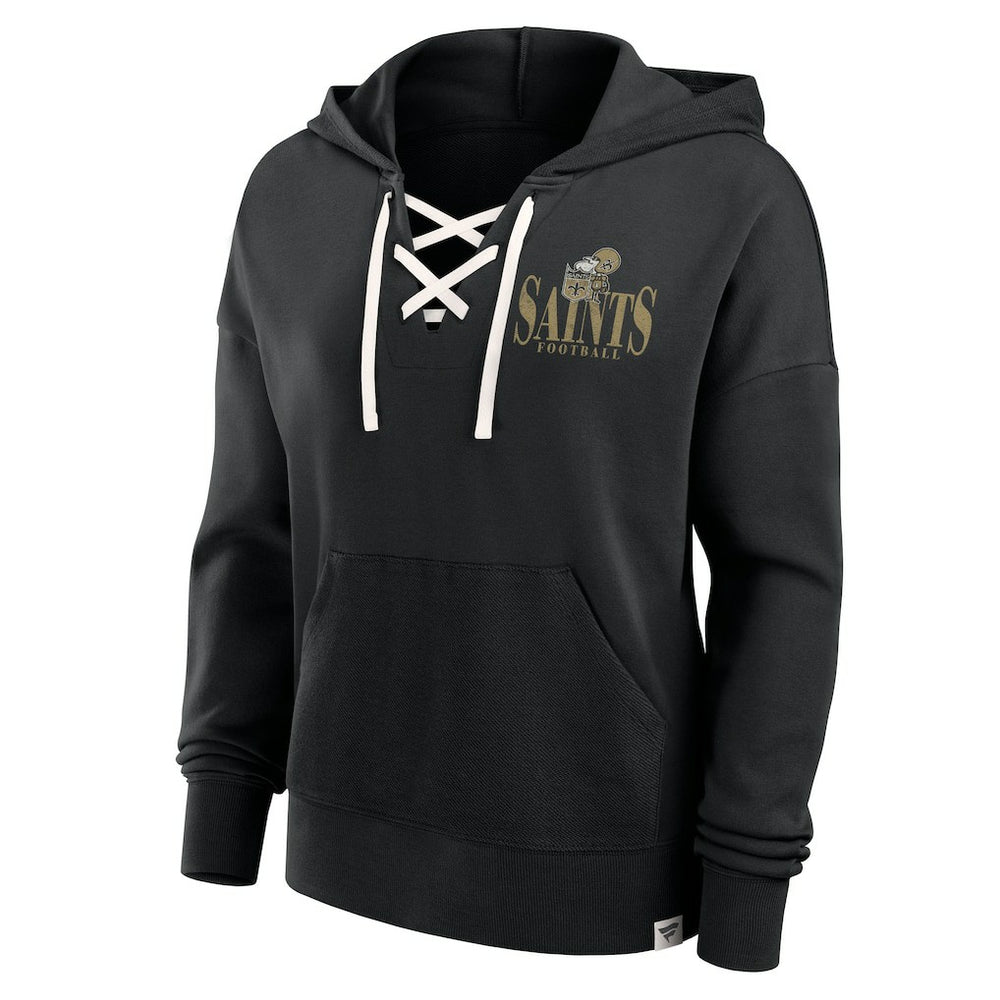 New Orleans Saints Women's Blitz Left Lace-Up Pullover Hoodie | NFL Near me