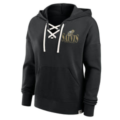 New Orleans Saints Women's Blitz Left Lace-Up Pullover Hoodie | NFL Near me