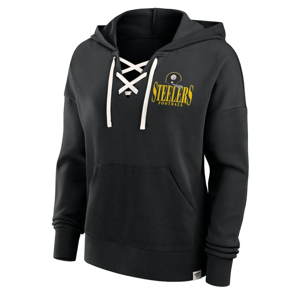Pittsburgh Steelers Women's Blitz Left Lace-Up Pullover Hoodie | NFL Online