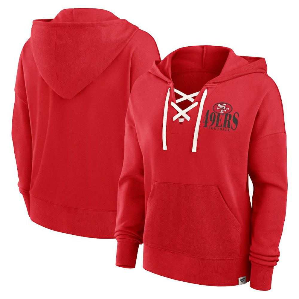 San Francisco 49ers Women's Blitz Left Lace-Up Pullover Hoodie | NFL Discount