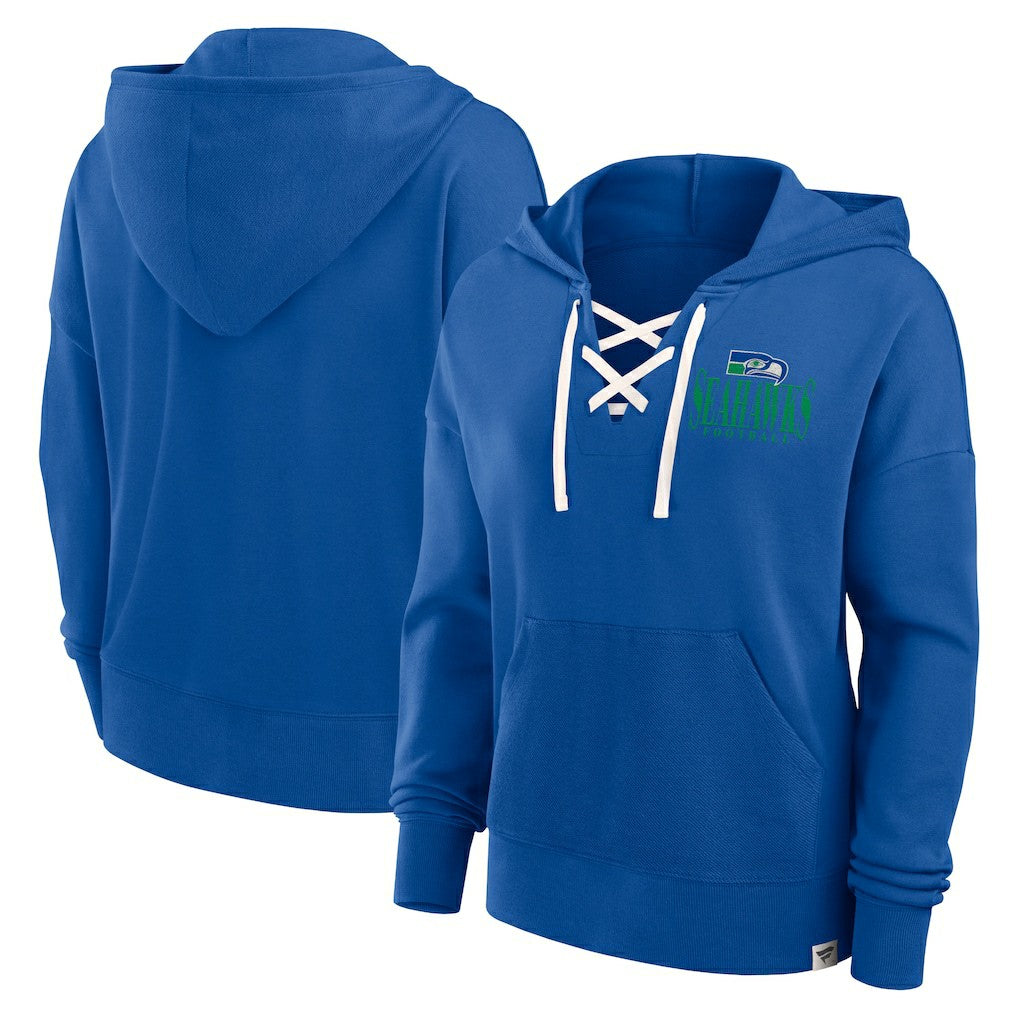 Seattle Seahawks Women's Blitz Left Lace-Up Pullover Hoodie | NFL New