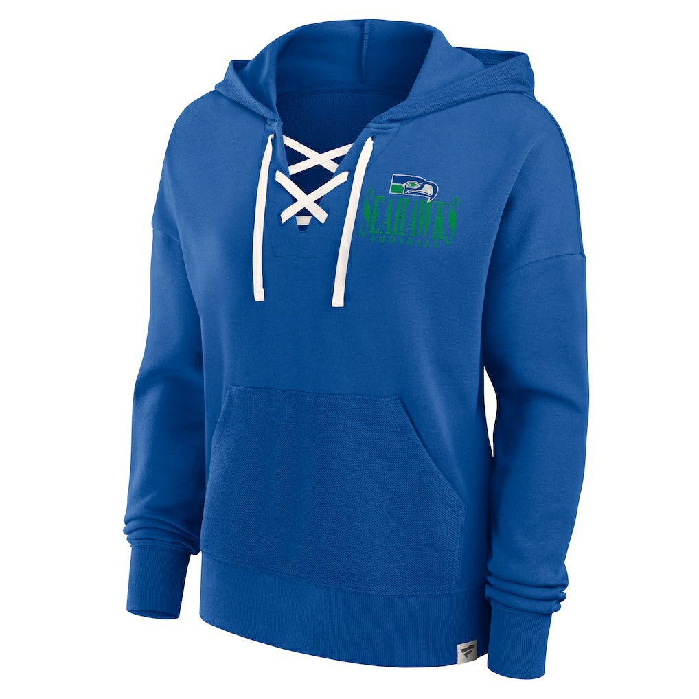 Seattle Seahawks Women's Blitz Left Lace-Up Pullover Hoodie | NFL New