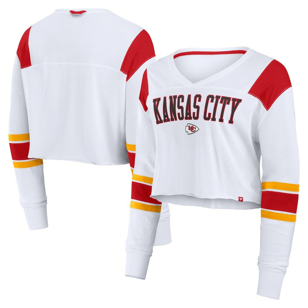 Kansas City Chiefs Women's Stretch Cropped Fashion Long Sleeve T-Shirt | NFL On sale
