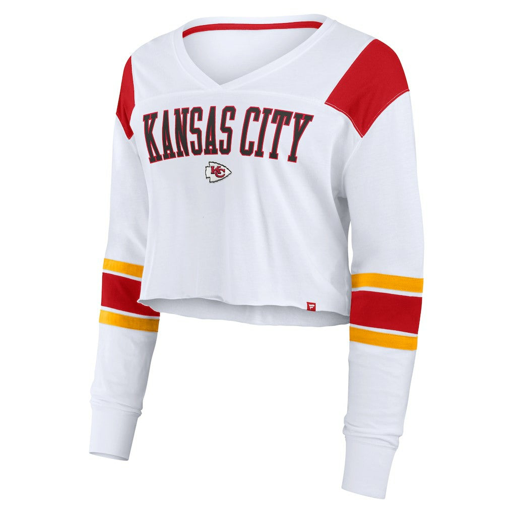 Kansas City Chiefs Women's Stretch Cropped Fashion Long Sleeve T-Shirt | NFL On sale