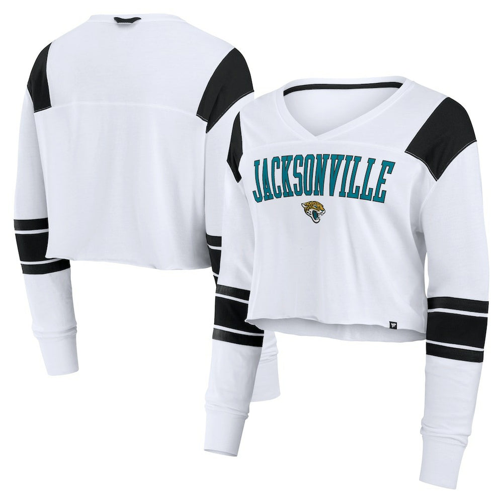 Jacksonville Jaguars Women's Stretch Cropped Fashion Long Sleeve T-Shirt | NFL New