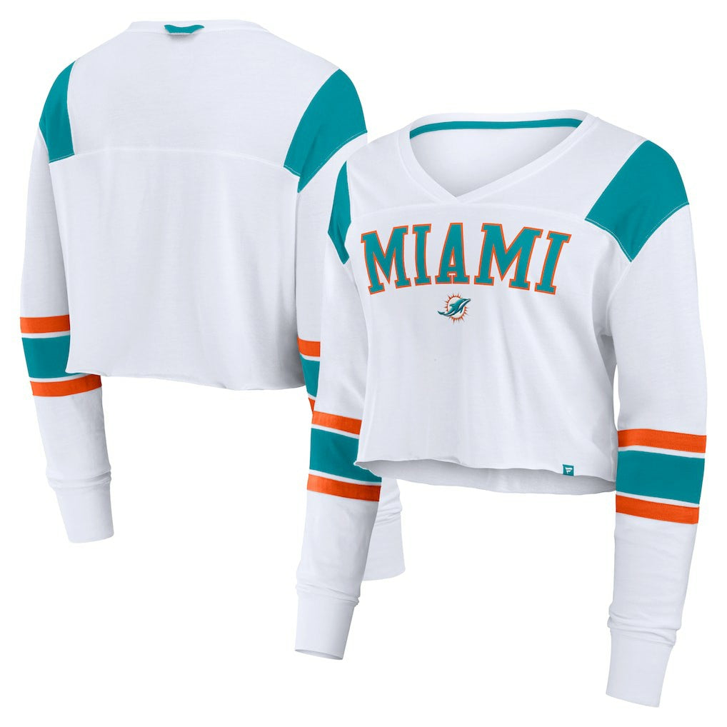 Miami Dolphins Women's Stretch Cropped Fashion Long Sleeve T-Shirt | NFL Sale