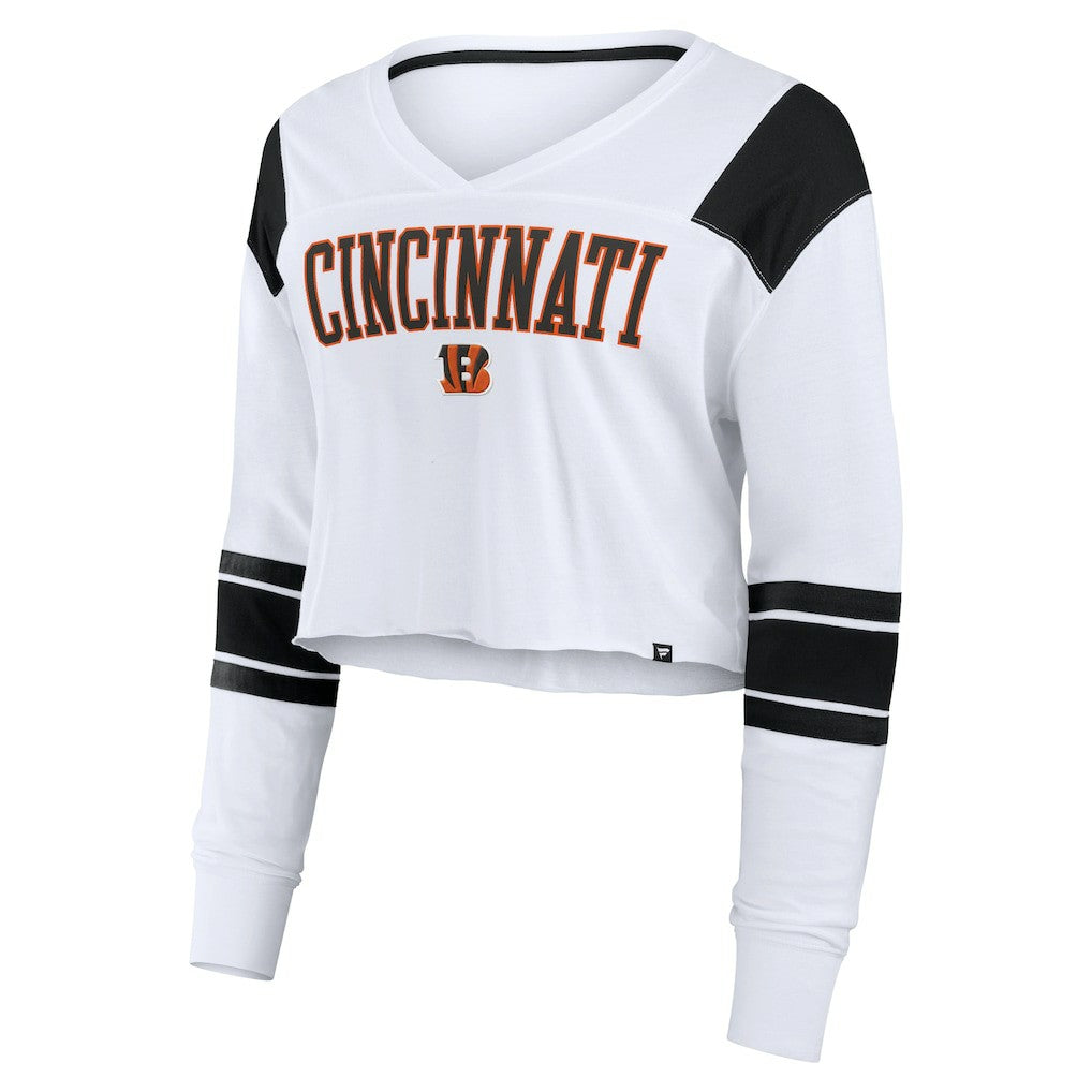 Cincinnati Bengals Women's Stretch Cropped Fashion Long Sleeve T-Shirt | NFL Hot