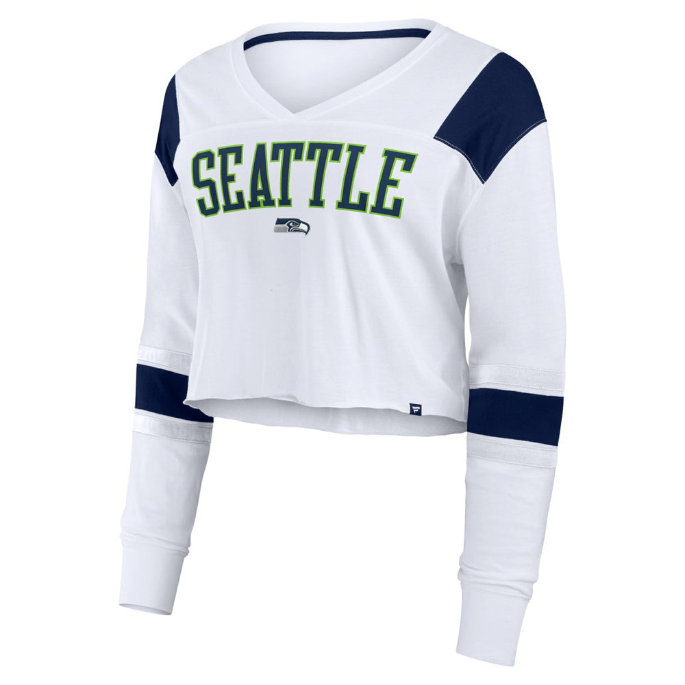 Seattle Seahawks Women's Stretch Cropped Fashion Long Sleeve T-Shirt | NFL US