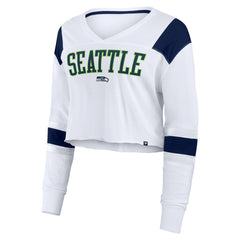 Seattle Seahawks Women's Stretch Cropped Fashion Long Sleeve T-Shirt | NFL US