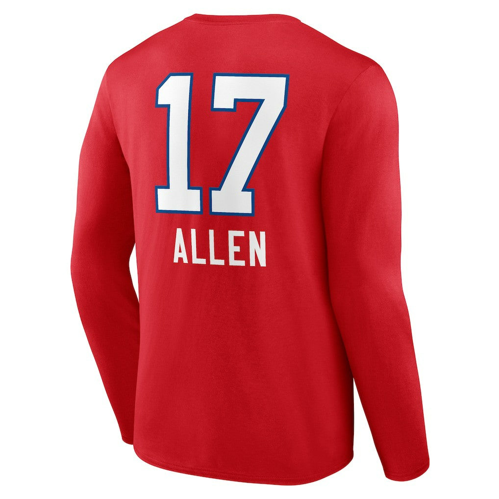 Buffalo Bills Josh Allen  Team Wordmark Player Name & Number Long Sleeve T-Shirt | NFL Discount
