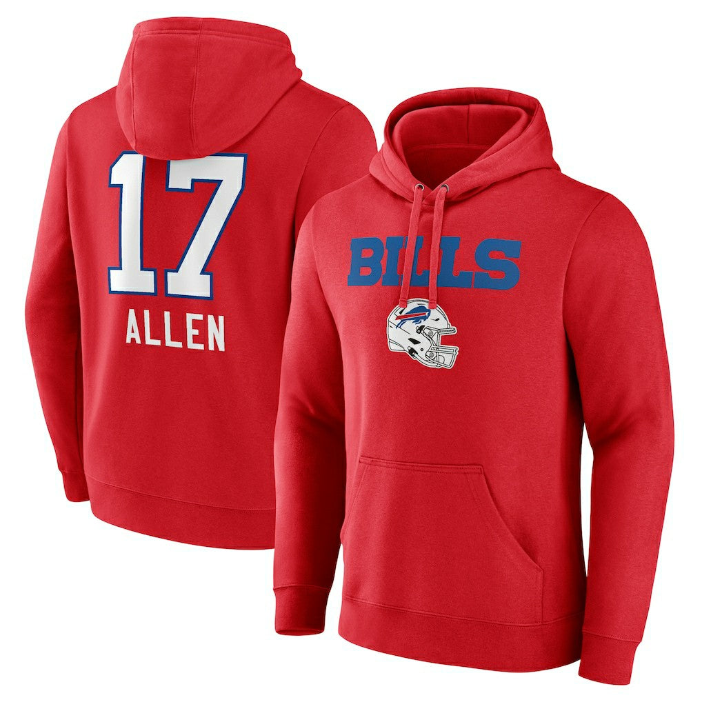 Buffalo Bills Josh Allen  Team Wordmark Player Name & Number Pullover Hoodie | NFL Outlet