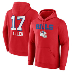 Buffalo Bills Josh Allen  Team Wordmark Player Name & Number Pullover Hoodie | NFL Outlet