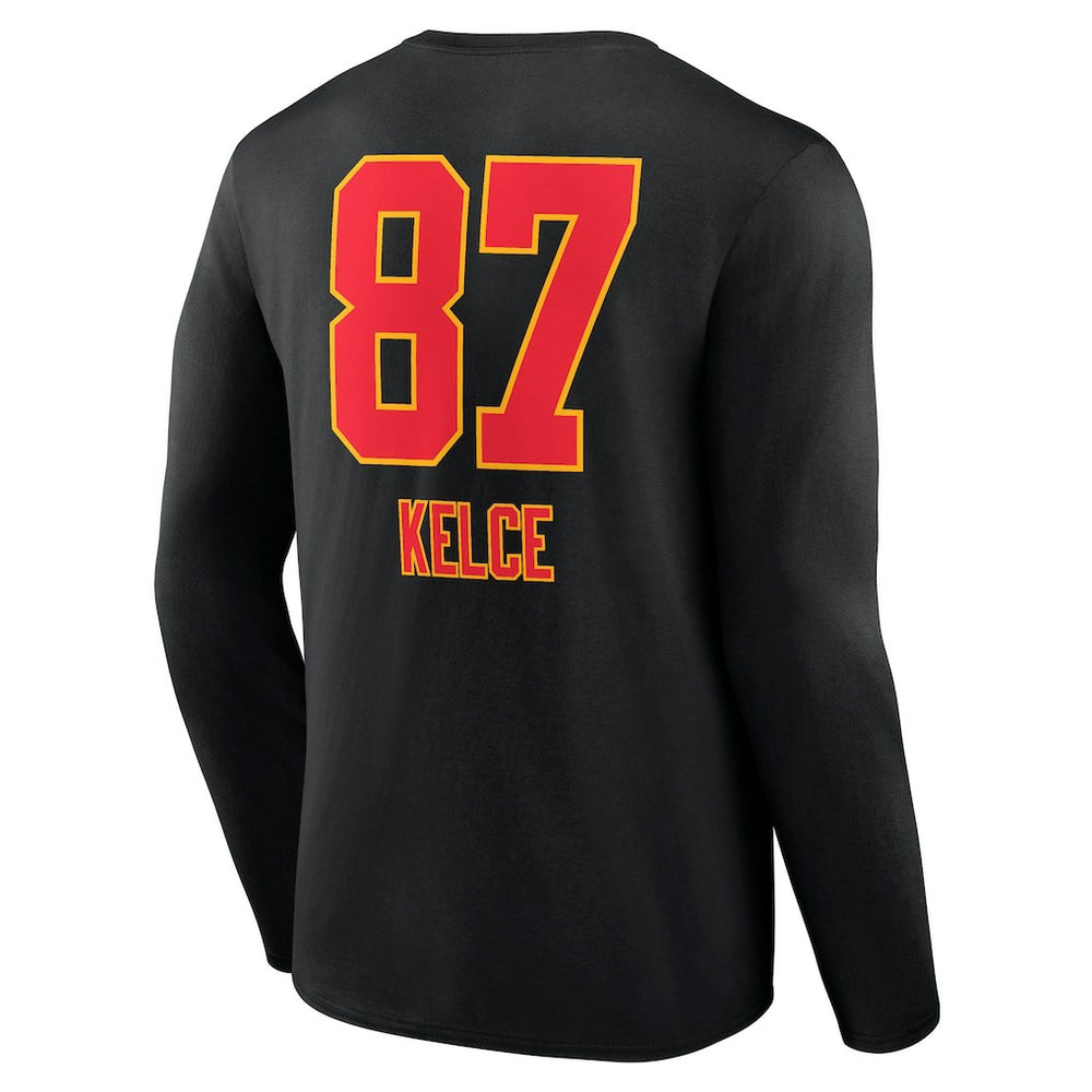 Kansas City Chiefs Travis Kelce  Team Wordmark Player Name & Number Long Sleeve T-Shirt | NFL New