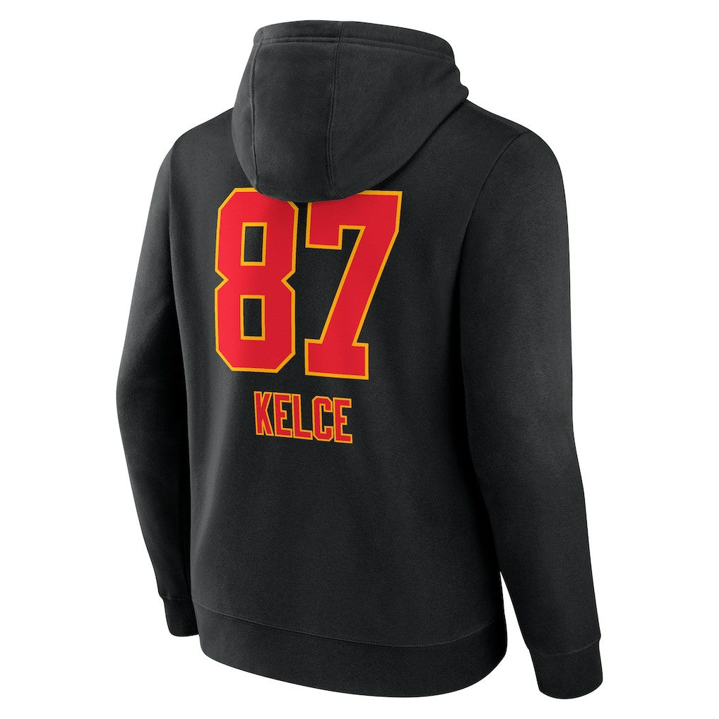 Kansas City Chiefs Travis Kelce  Team Wordmark Player Name & Number Pullover Hoodie | NFL Sale