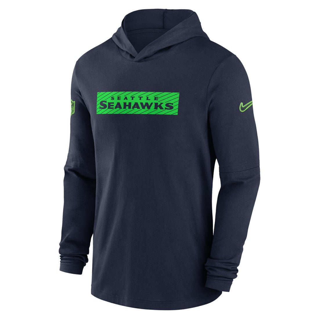 Seattle Seahawks 2024/25 Sideline Performance Long Sleeve Hoodie T-Shirt | NFL New