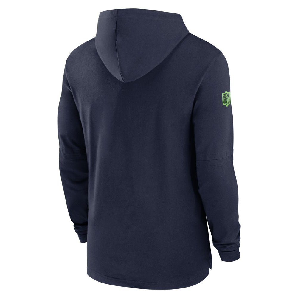 Seattle Seahawks 2024/25 Sideline Performance Long Sleeve Hoodie T-Shirt | NFL New