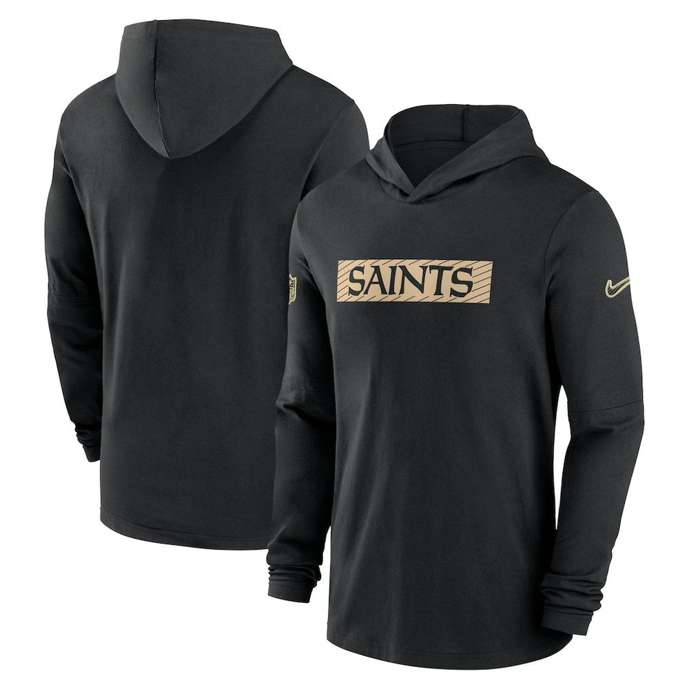 New Orleans Saints 2024/25 Sideline Performance Long Sleeve Hoodie T-Shirt | NFL Sale