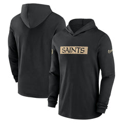 New Orleans Saints 2024/25 Sideline Performance Long Sleeve Hoodie T-Shirt | NFL Sale