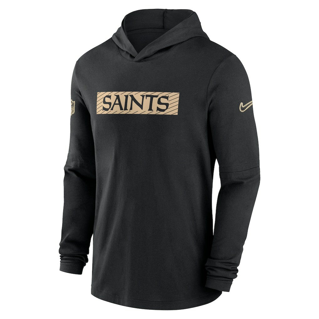 New Orleans Saints 2024/25 Sideline Performance Long Sleeve Hoodie T-Shirt | NFL Sale