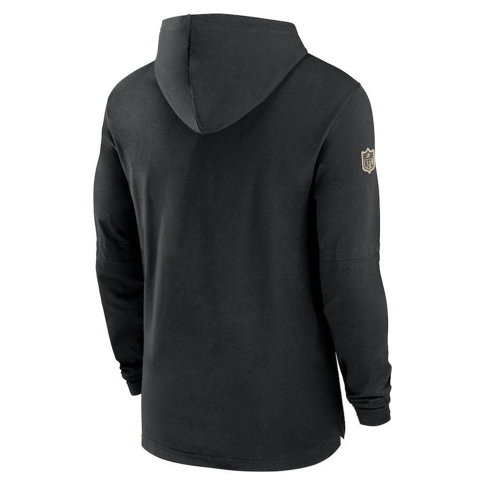 New Orleans Saints 2024/25 Sideline Performance Long Sleeve Hoodie T-Shirt | NFL Sale