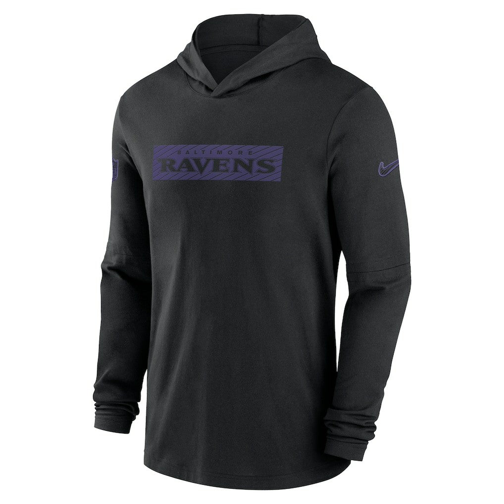 Baltimore Ravens 2024/25 Sideline Performance Long Sleeve Hoodie T-Shirt | NFL Outlet