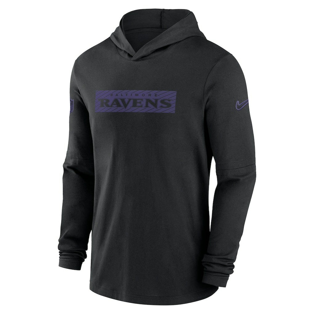 Baltimore Ravens 2024/25 Sideline Performance Long Sleeve Hoodie T-Shirt | NFL Outlet