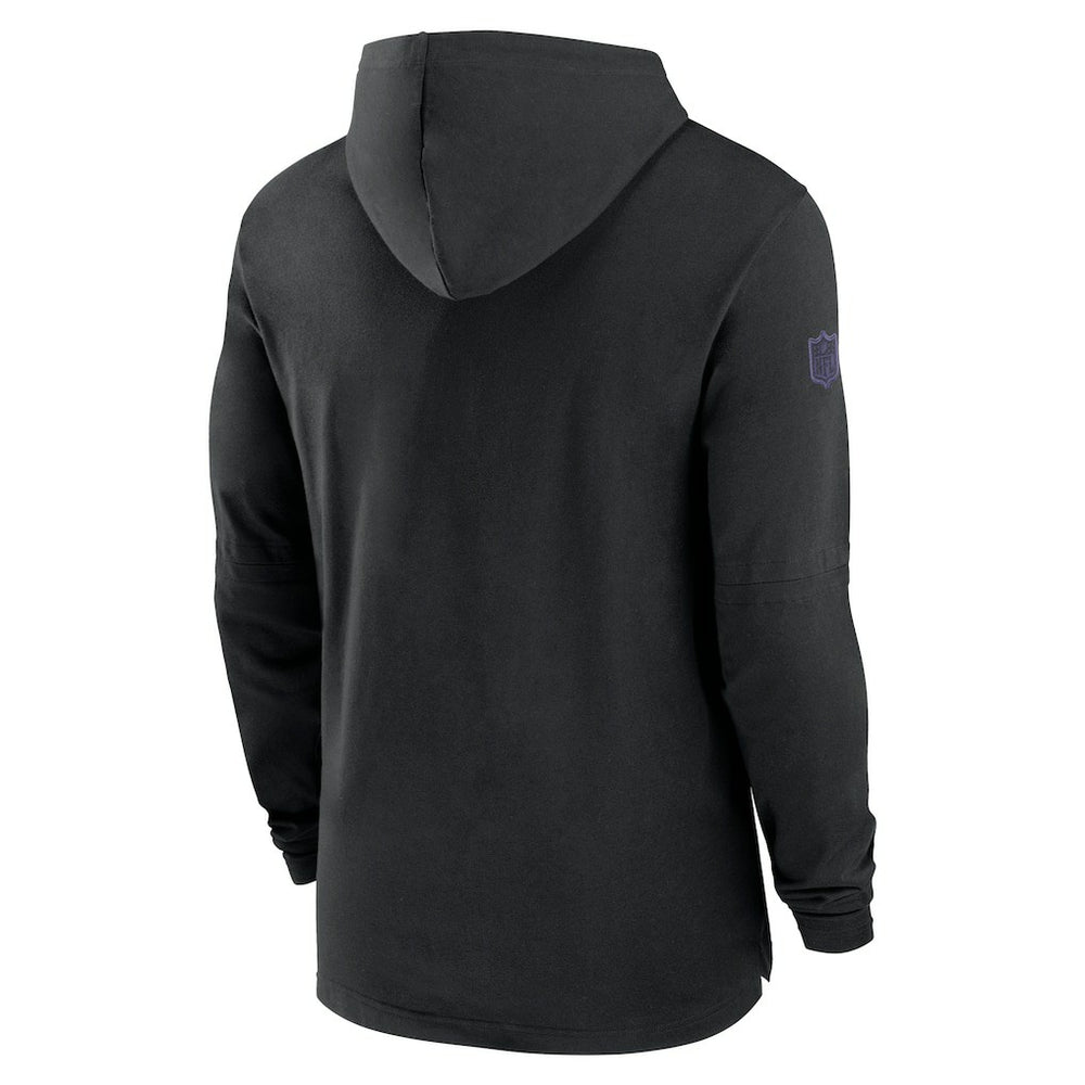 Baltimore Ravens 2024/25 Sideline Performance Long Sleeve Hoodie T-Shirt | NFL Outlet