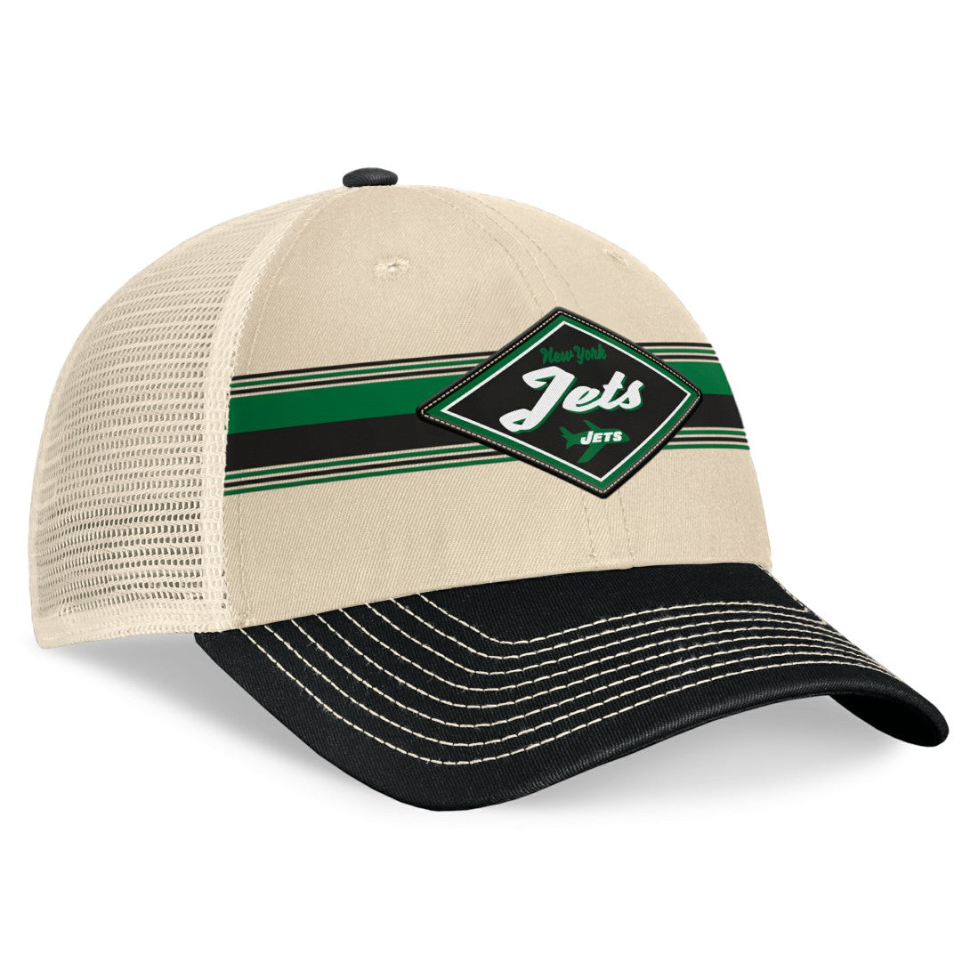 New York Jets Diamond Stripe Trucker Adjustable Hat | NFL New
