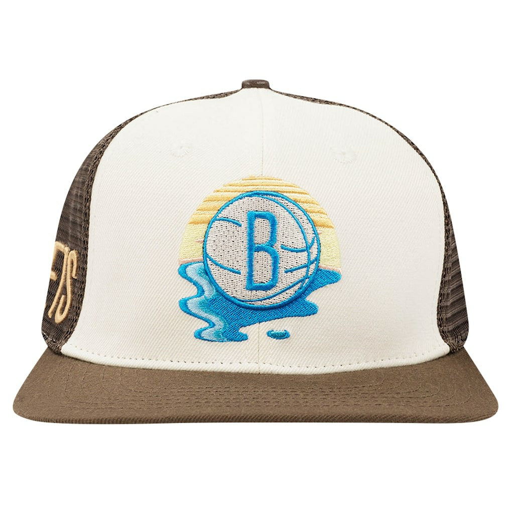 Cream/Brown Brooklyn Nets Pro Standard Glint Sunset Snapback Hat | NBA