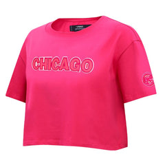 Chicago Cubs Pro Standard Women's Triple Pink Boxy Cropped T-Shirt - MLB T-shirts