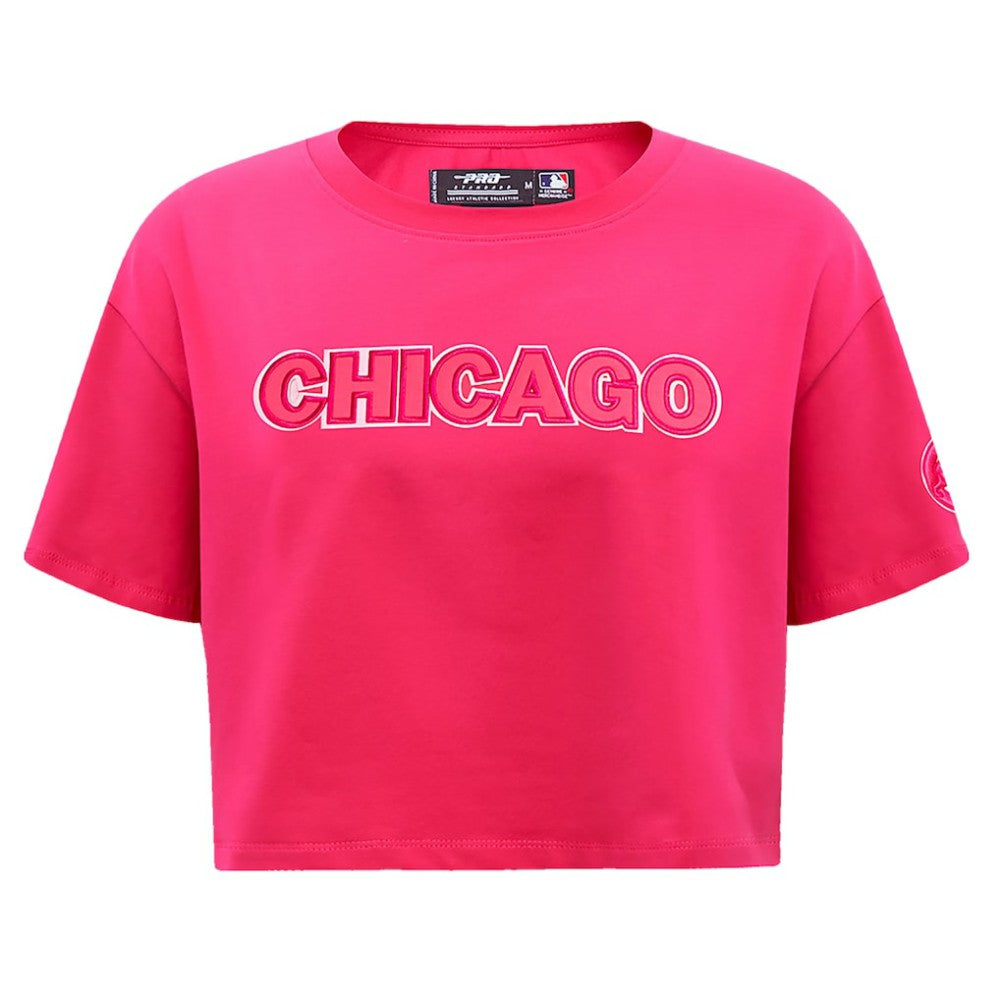 Chicago Cubs Pro Standard Women's Triple Pink Boxy Cropped T-Shirt - MLB T-shirts