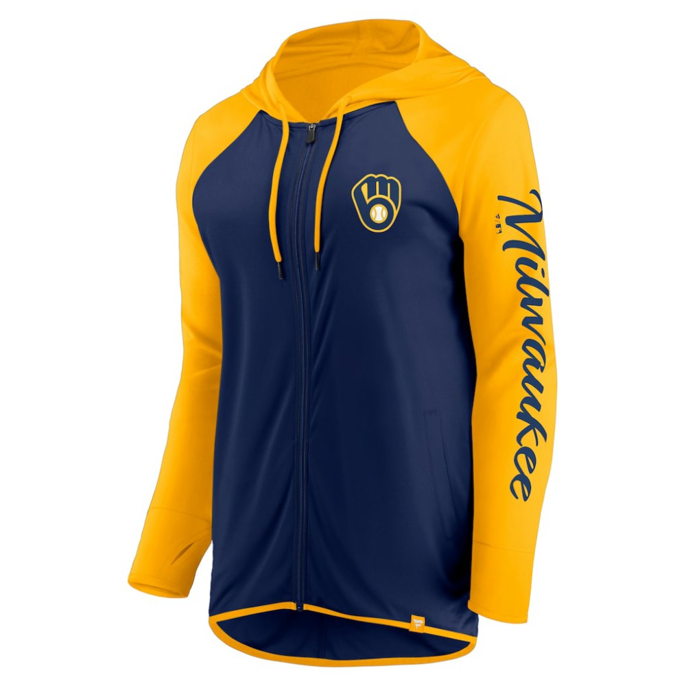Milwaukee Brewers Fanatics Women's Script Sleeve Full-Zip Hoodie - MLB Hoodies