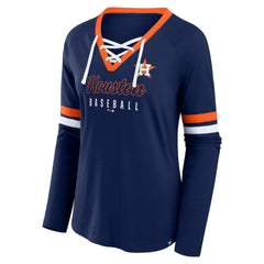 Houston Astros Fanatics Women's Won & Done Raglan Lace-Up Long Sleeve T-Shirt - MLB T-shirts