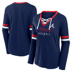 Atlanta Braves Fanatics Women's Won & Done Raglan Lace-Up Long Sleeve T-Shirt - MLB T-shirts